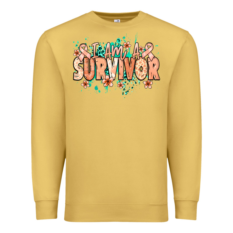 I Am A Survivor Peach Ribbon Premium Sweatshirt by NancyCooperArtShop | Teevron