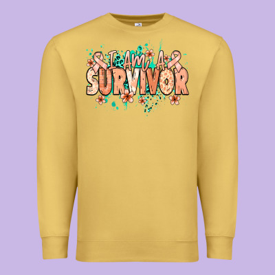 I Am A Survivor Peach Ribbon Premium Sweatshirt Designed By Nancycooperartshop