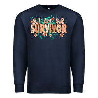 Navy I am a survivor peach ribbon Premium Sweatshirt - NancyCooperArtShop