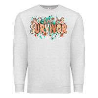 Oatmeal Heather I am a survivor peach ribbon Premium Sweatshirt - NancyCooperArtShop