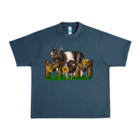 Midnight Navy Western Mom With Hampshire Pig And Baby Pig Urban Heavy Tee - LillyAllenDesigns