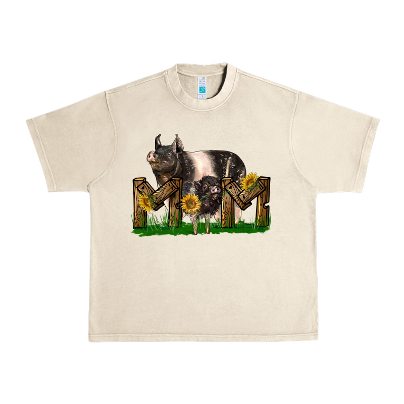 Western Mom With Hampshire Pig And Baby Pig Urban Heavy Tee by LillyAllenDesigns | Teevron