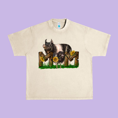 Western Mom With Hampshire Pig And Baby Pig Urban Heavy Tee Designed By Lillyallendesigns