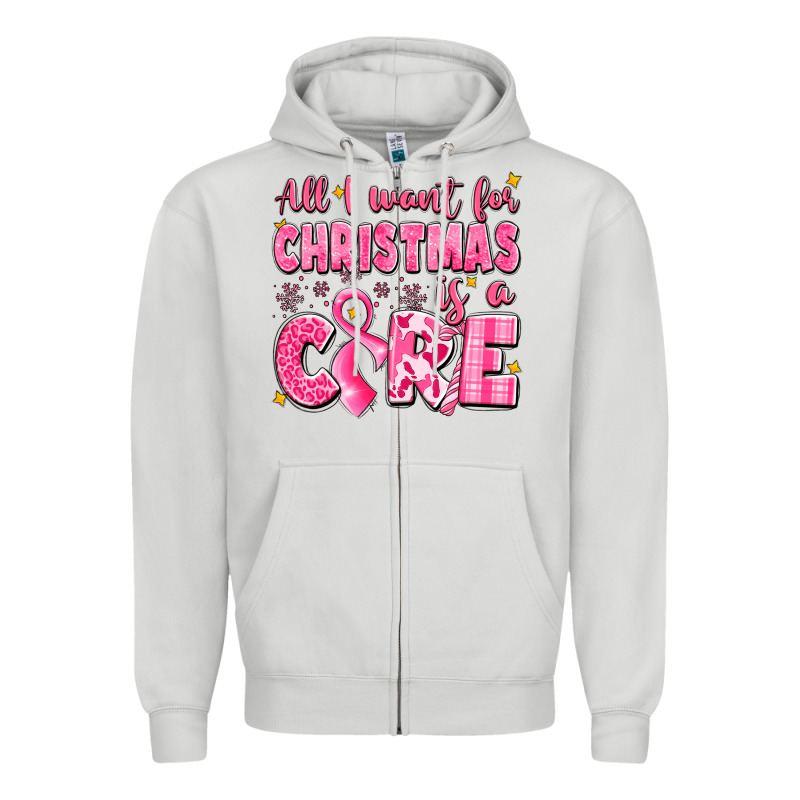 All I Want For Christmas Is A Cure Breast Cancer Zipper Hoodie by LillyAllenDesigns | Teevron