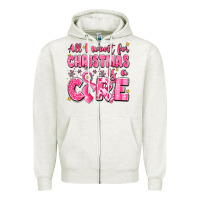 Oatmeal Heather all i want for christmas is a cure breast cancer Zipper Hoodie - LillyAllenDesigns