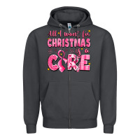 Smoke all i want for christmas is a cure breast cancer Zipper Hoodie - LillyAllenDesigns