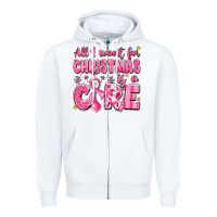 White all i want for christmas is a cure breast cancer Zipper Hoodie - LillyAllenDesigns