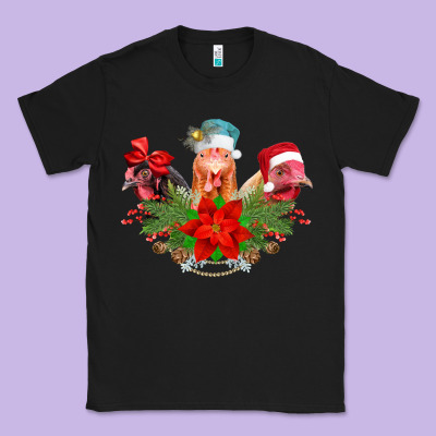 Chickens Christmas Classic Tee Designed By Cowhidedigitalart