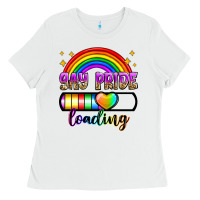 White gay pride loading Ladies Tee - Zillion Design Studio
