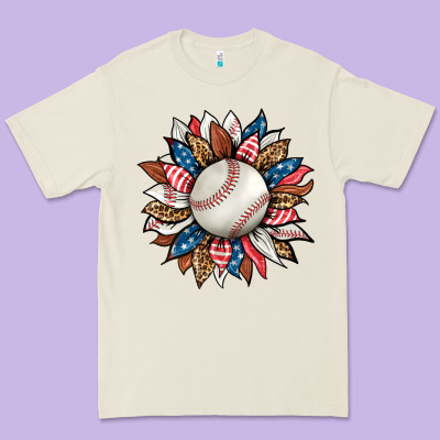 Baseball Sunflower Premium Tee Designed By Hra Design Shop