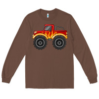 Chestnut monster truck with flames Long Sleeve Tee - MaliasSmallBusiness