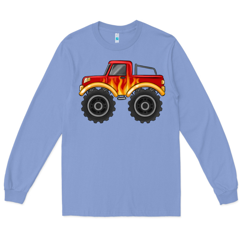 Monster Truck With Flames Long Sleeve Tee by MaliasSmallBusiness | Teevron