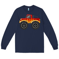 Navy monster truck with flames Long Sleeve Tee - MaliasSmallBusiness