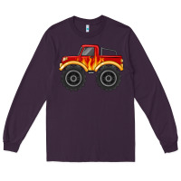 Plum monster truck with flames Long Sleeve Tee - MaliasSmallBusiness