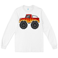 White monster truck with flames Long Sleeve Tee - MaliasSmallBusiness