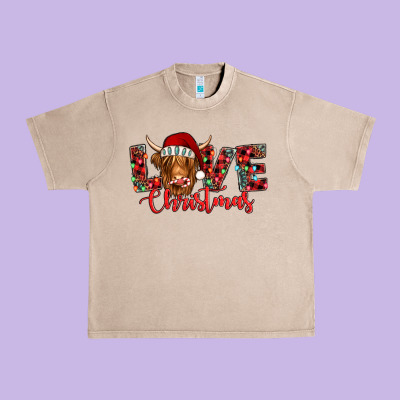 Love Christmas Highland Cow And Turquoise Gemstone Urban Heavy Tee Designed By Jasminsmagicworld