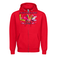 Red in october we wear pink teacher Zipper Hoodie - LillyAllenDesigns