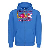 True Royal in october we wear pink teacher Zipper Hoodie - LillyAllenDesigns