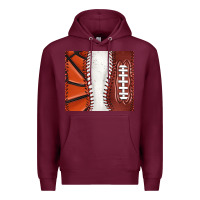 Burgundy baseball and basketball and football tumbler tbs Premium Hoodie - TumblerDesignByShophia