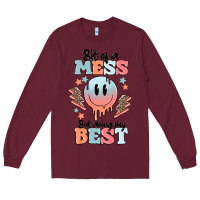 Burgundy bit of a mess but doing my best Long Sleeve Tee - MaliasSmallBusiness