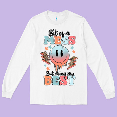 Bit Of A Mess But Doing My Best Long Sleeve Tee Designed By Maliassmallbusiness