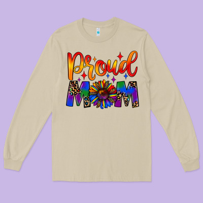 Proud Mom Long Sleeve Tee Designed By Jahusdesignshop
