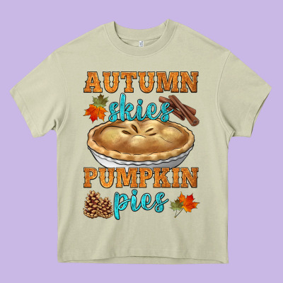 Autumn Skies Pumpkin Pies Heavy Core Tee Designed By Hra Design Shop