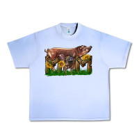 Grape Ice Western Mom With Duroc Pig And Baby Pig Urban Heavy Tee - LillyAllenDesigns