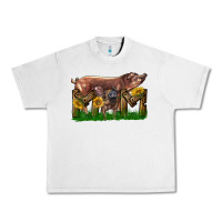 Lunar Rock Western Mom With Duroc Pig And Baby Pig Urban Heavy Tee - LillyAllenDesigns