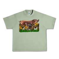 Oil Green Western Mom With Duroc Pig And Baby Pig Urban Heavy Tee - LillyAllenDesigns
