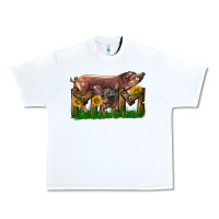 White Western Mom With Duroc Pig And Baby Pig Urban Heavy Tee - LillyAllenDesigns