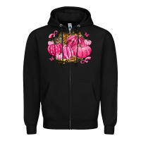 Black breast cancer awareness pink pumpkins Zipper Hoodie - LillyAllenDesigns