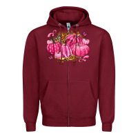 Burgundy breast cancer awareness pink pumpkins Zipper Hoodie - LillyAllenDesigns