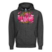 Charcoal Heather breast cancer awareness pink pumpkins Zipper Hoodie - LillyAllenDesigns