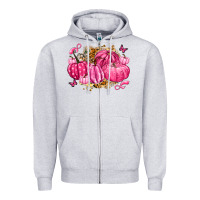 Heather Grey breast cancer awareness pink pumpkins Zipper Hoodie - LillyAllenDesigns