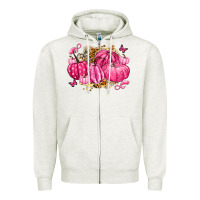 Oatmeal Heather breast cancer awareness pink pumpkins Zipper Hoodie - LillyAllenDesigns