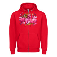 Red breast cancer awareness pink pumpkins Zipper Hoodie - LillyAllenDesigns