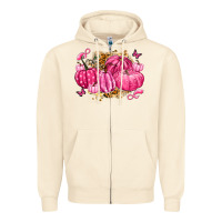 Sandshell breast cancer awareness pink pumpkins Zipper Hoodie - LillyAllenDesigns