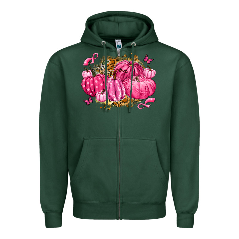Breast Cancer Awareness Pink Pumpkins Zipper Hoodie by LillyAllenDesigns | Teevron