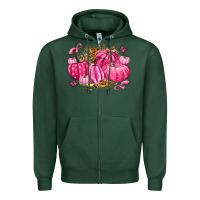 Sports Green breast cancer awareness pink pumpkins Zipper Hoodie - LillyAllenDesigns