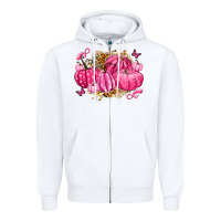 White breast cancer awareness pink pumpkins Zipper Hoodie - LillyAllenDesigns