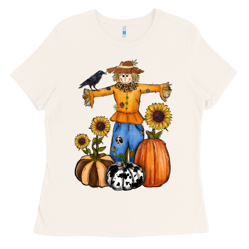 Pumpkin Sunflower Fall Scarecrow Ladies Tee by RanaPortraitStore | Teevron