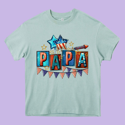 American Papa 4th Of July Heavy Core Tee Designed By Cowgirlartshop