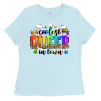 Baby Blue coolest queer in town Ladies Tee - Zillion Design Studio