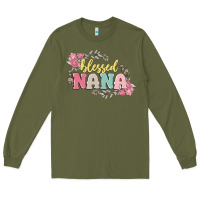 Army Green blessed nana Long Sleeve Tee - MaliasSmallBusiness
