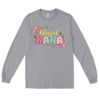 Heather Grey blessed nana Long Sleeve Tee - MaliasSmallBusiness