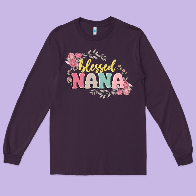 Blessed Nana Long Sleeve Tee Designed By Maliassmallbusiness
