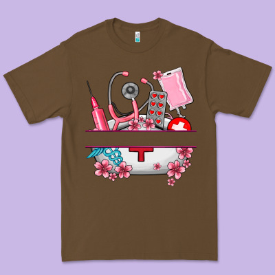 Custom Name Nurse Hat And Elements Premium Tee Designed By Adodesignshop
