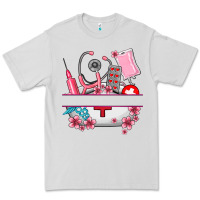 Dove Grey custom name nurse hat and elements Premium Tee - AdoDesignShop