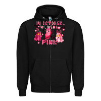 Black in october we wear pink Zipper Hoodie - LillyAllenDesigns